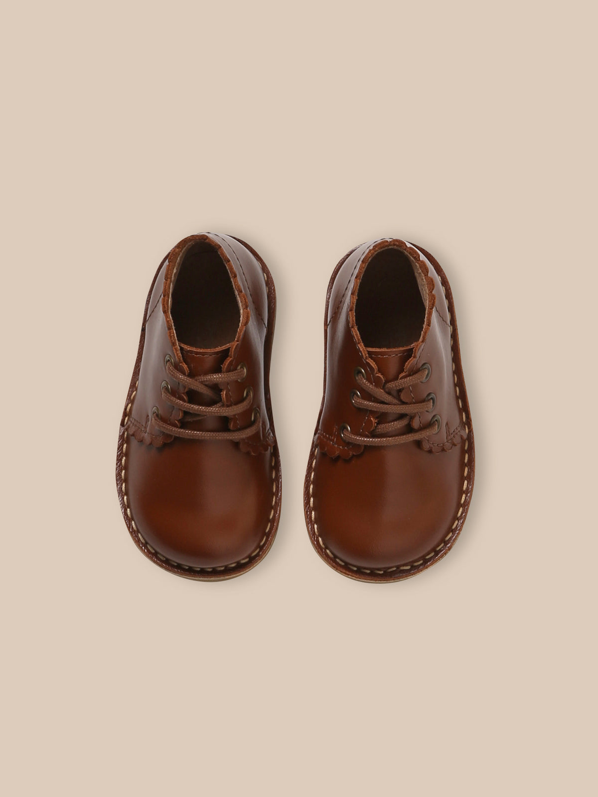 Baby's scalloped leather ankle boots