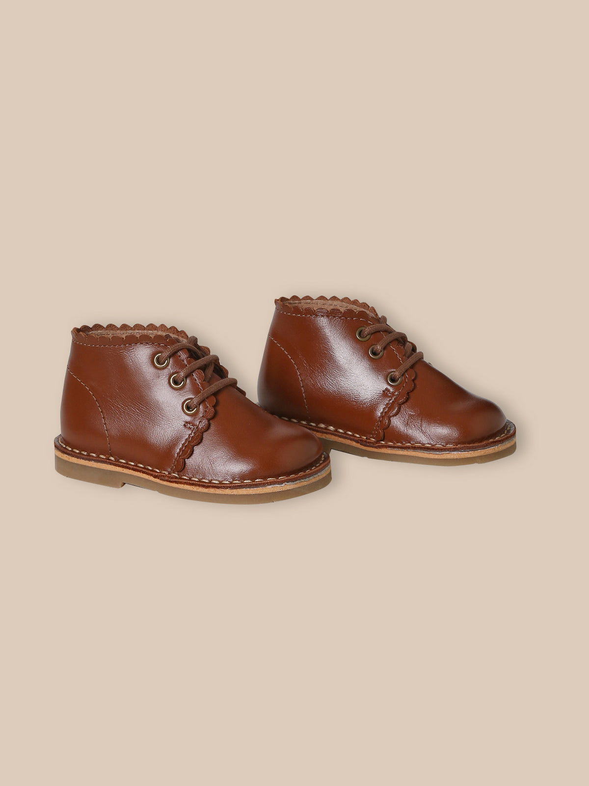 Baby's scalloped leather ankle boots