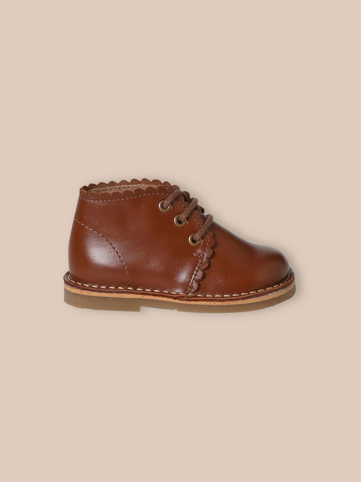 Baby's scalloped leather ankle boots