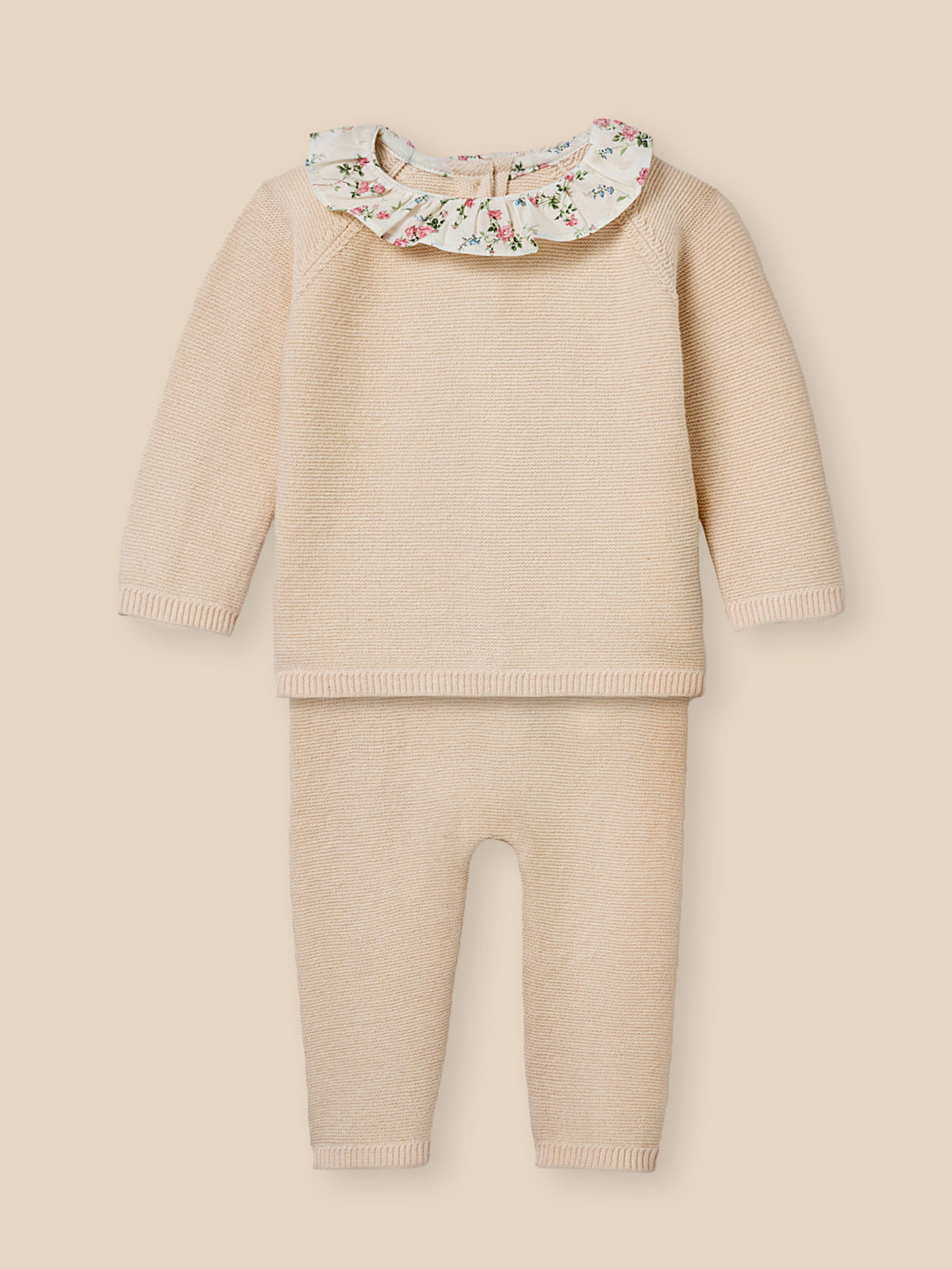 Ensemble en tricot bébé col en tissu Liberty