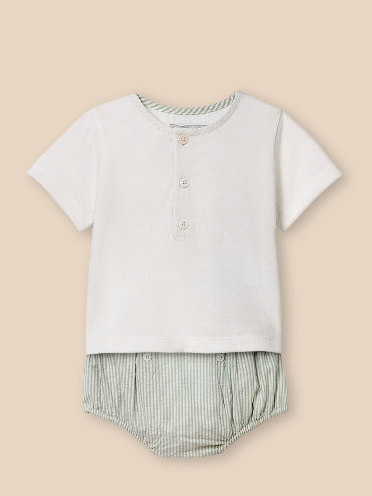 Ensemble T-shirt et bloomer en seersucker