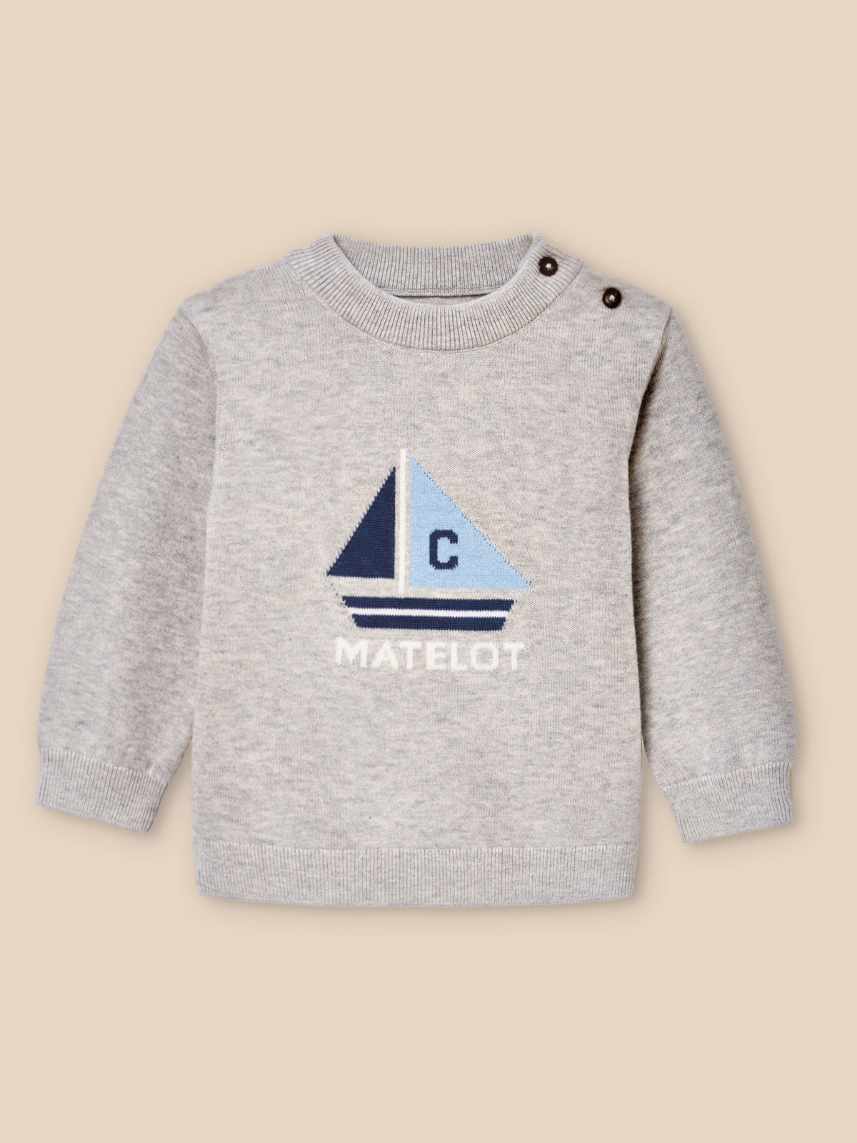 Organic cotton and wool baby jumper