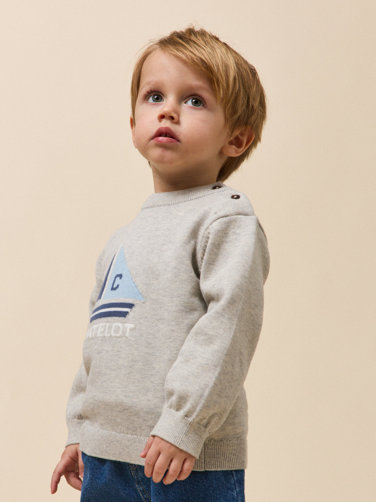 Organic cotton and wool baby jumper