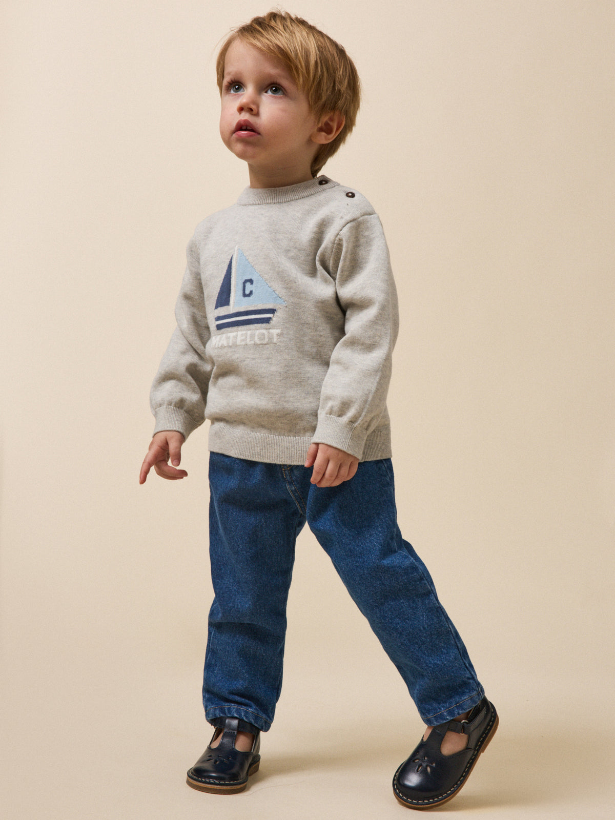 Organic cotton and wool baby jumper