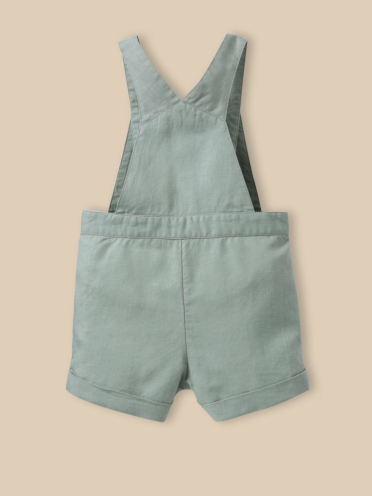 Baby's short linen and cotton dungarees