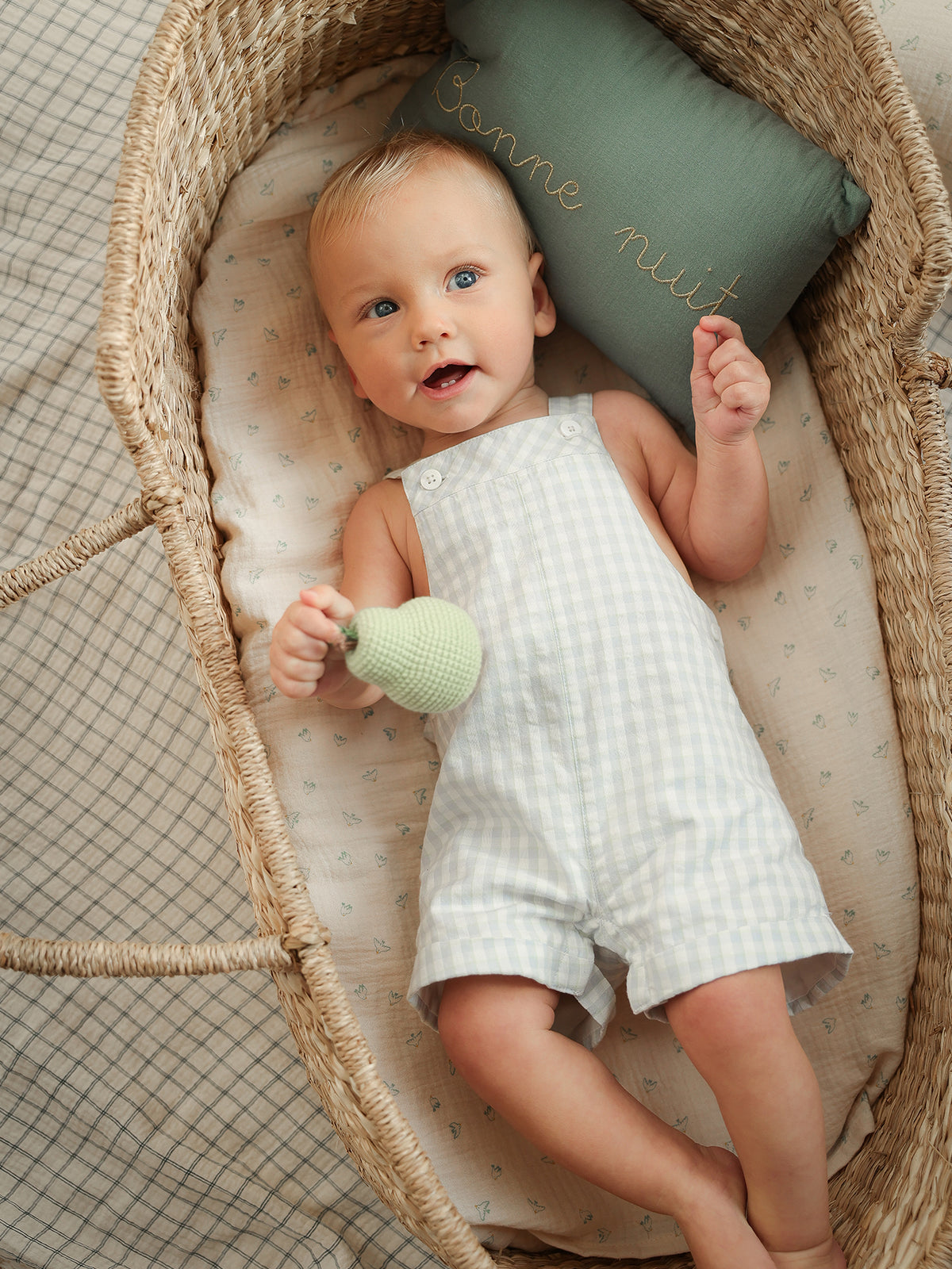 Baby's short gingham check dungarees
