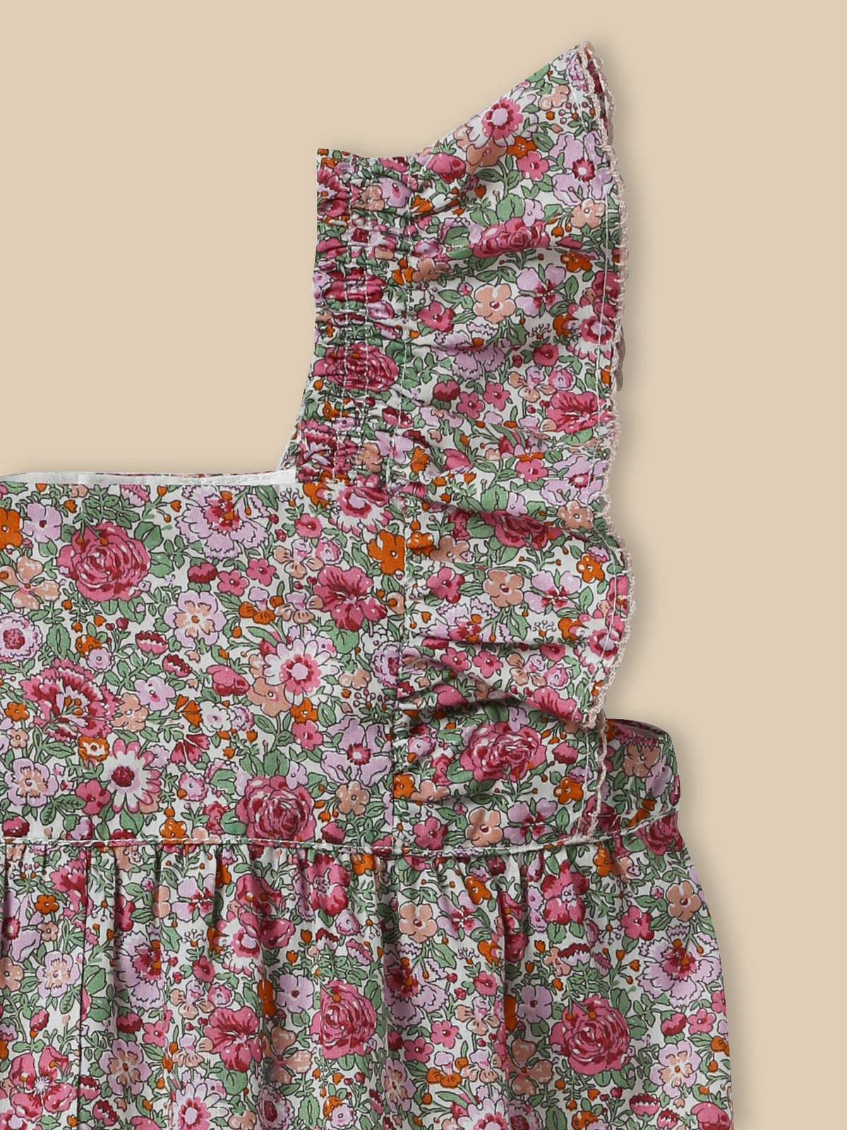 Baby's jumpsuit with bloomers made with Liberty fabric