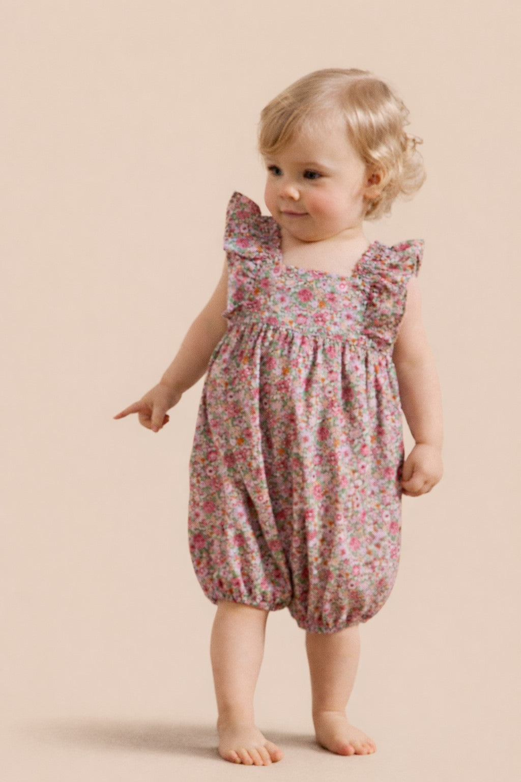 Baby's jumpsuit with bloomers made with Liberty fabric