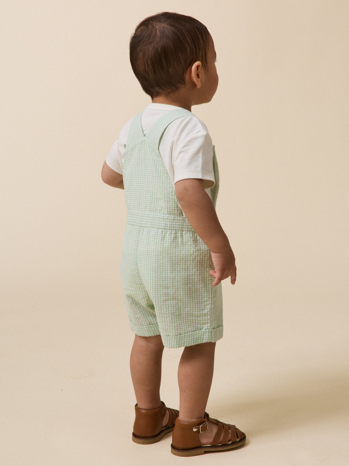 Baby's short gingham check dungarees