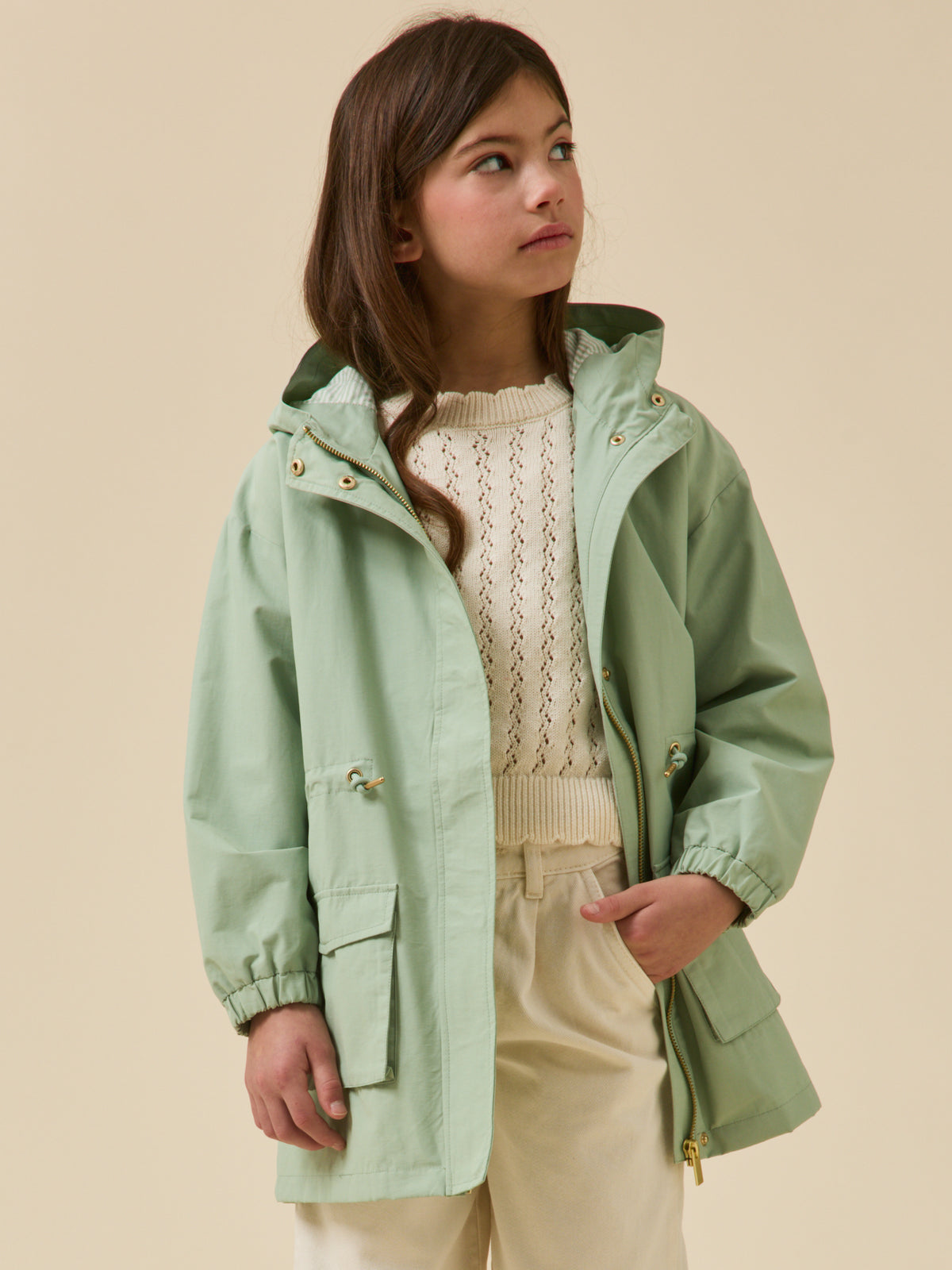 Girl's lightweight water-repellent parka