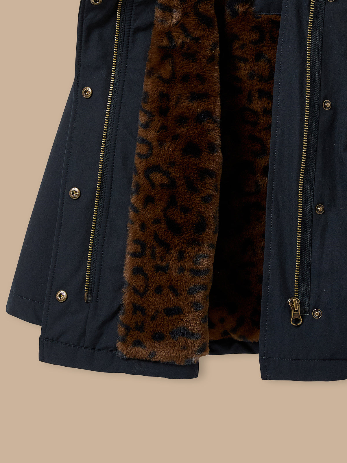 Parka doublée léopard Fille