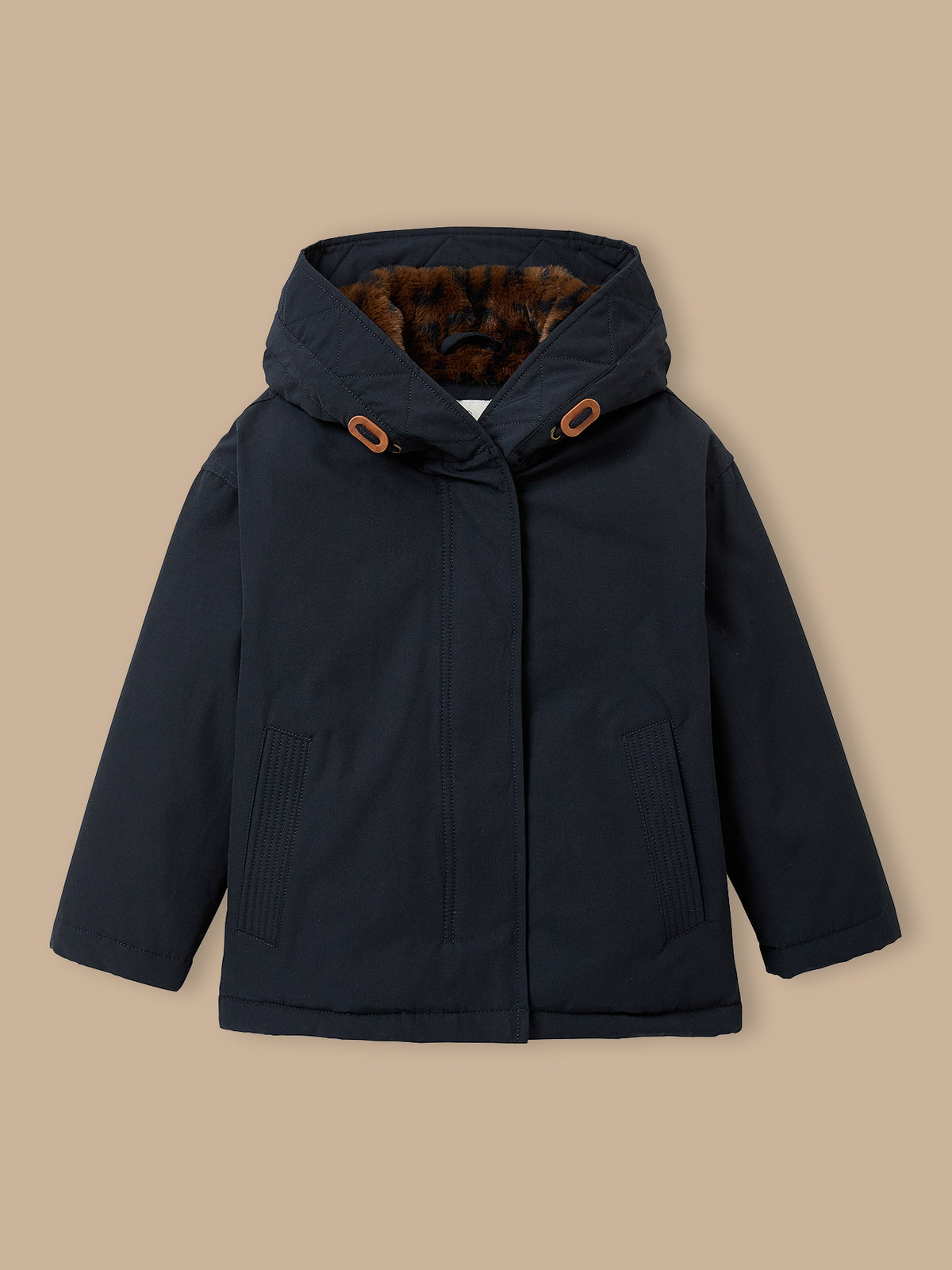 Parka doublée léopard Fille