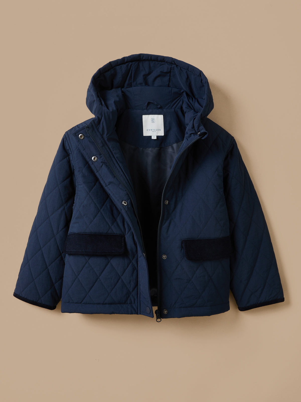 Girl's quilted jacket with high neckline