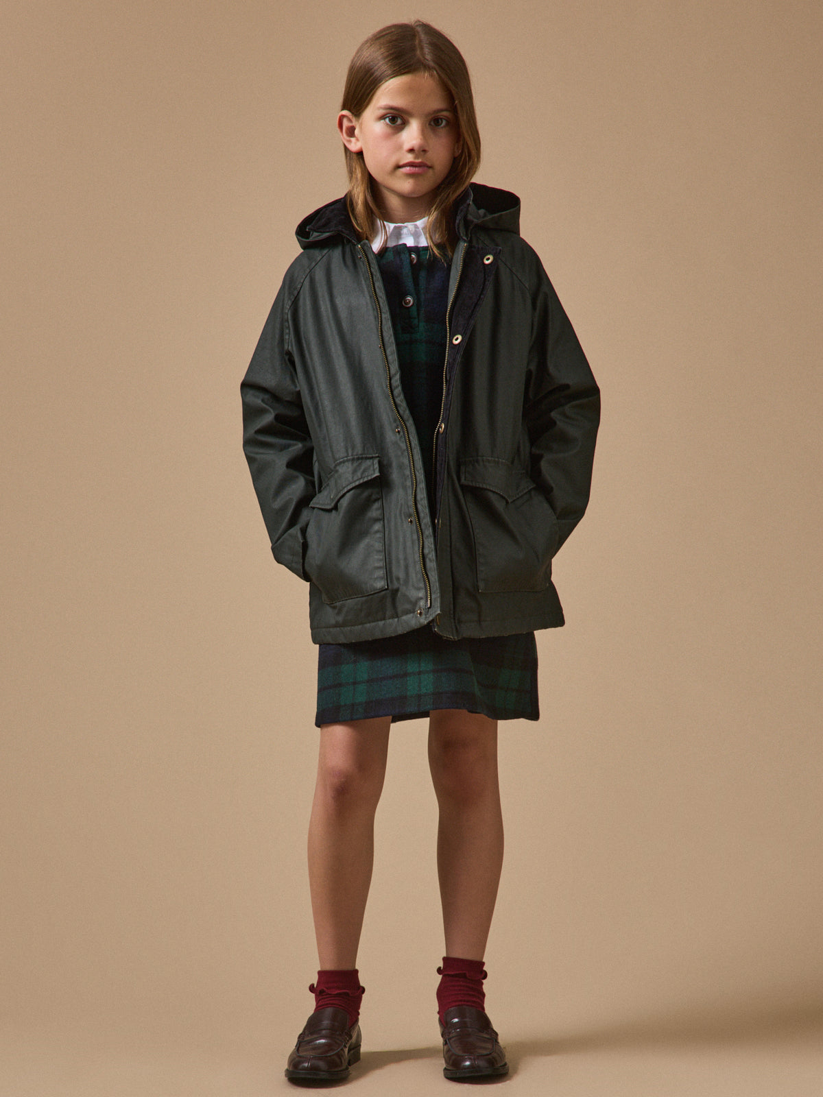 Girl's quilted jacket with high neckline