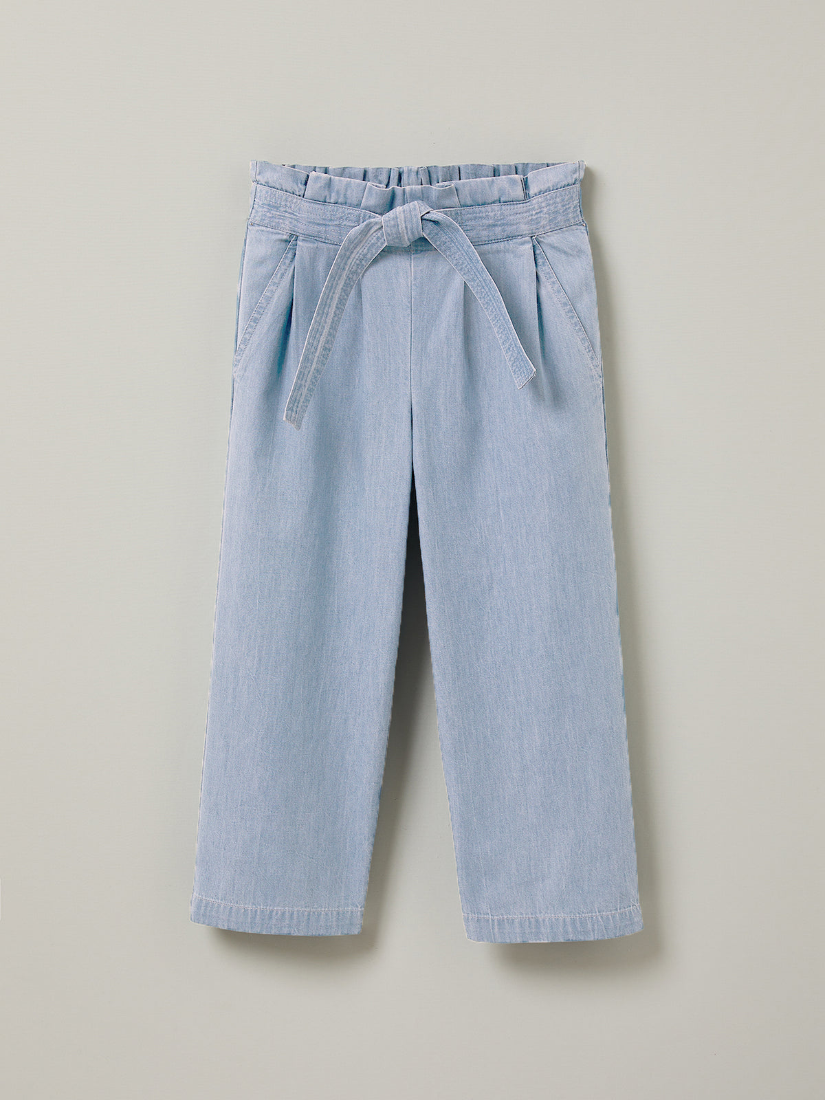 Girl's wide-leg trousers in lightweight denim