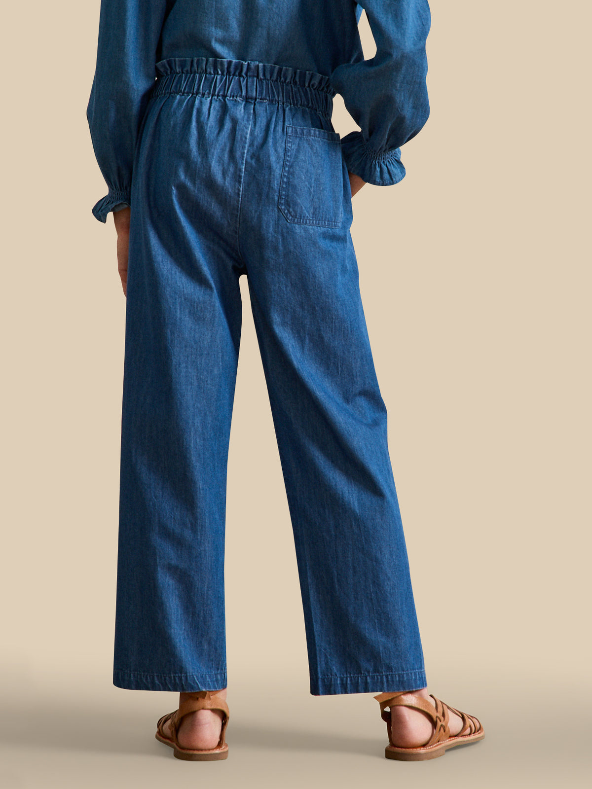 Pantalon large Fille en denim light