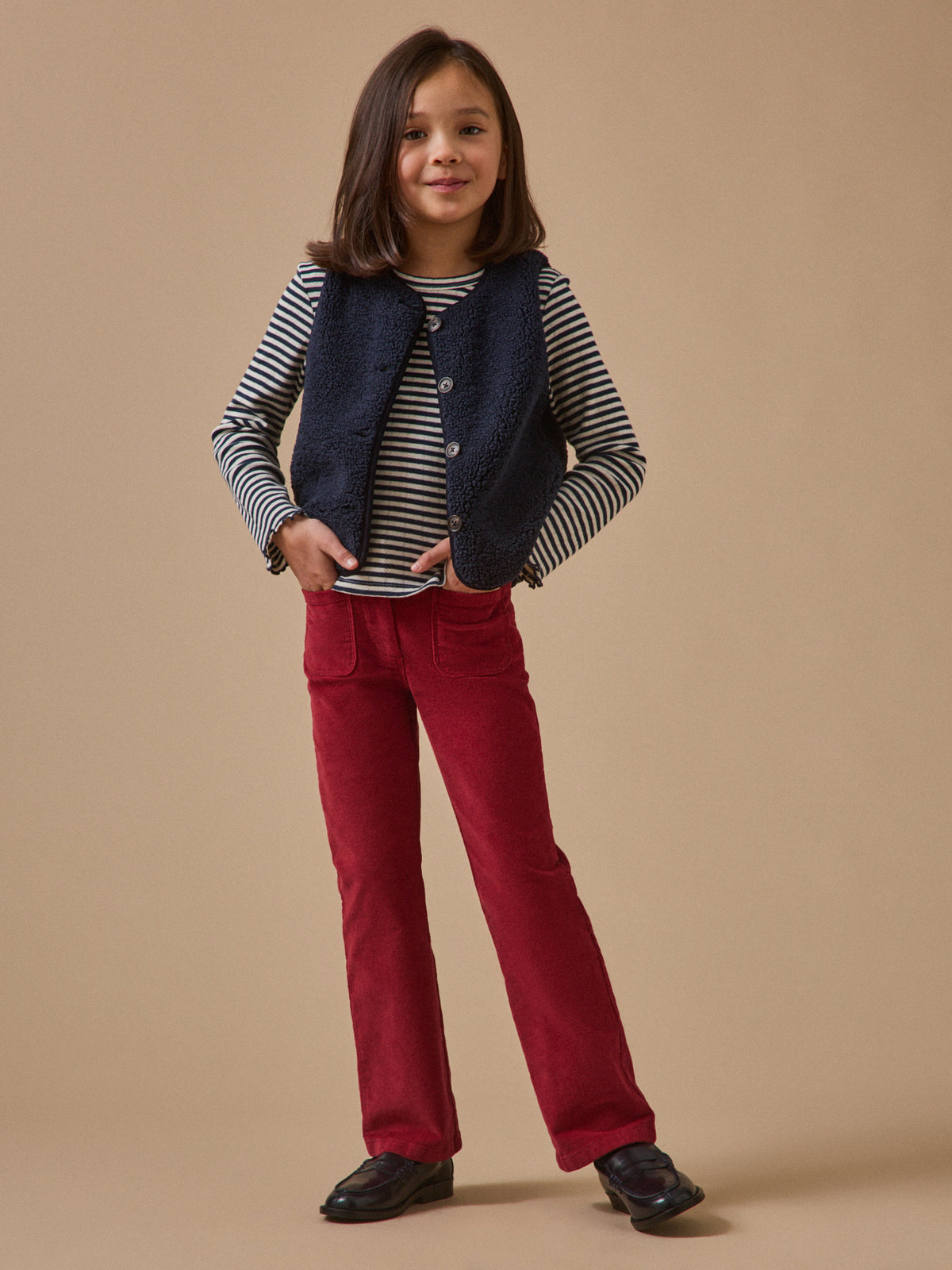 Pantalon flare Fille en velours