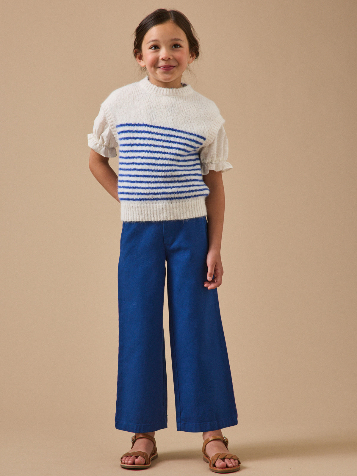 Girl's wide-leg twill trousers - The Junior Collection