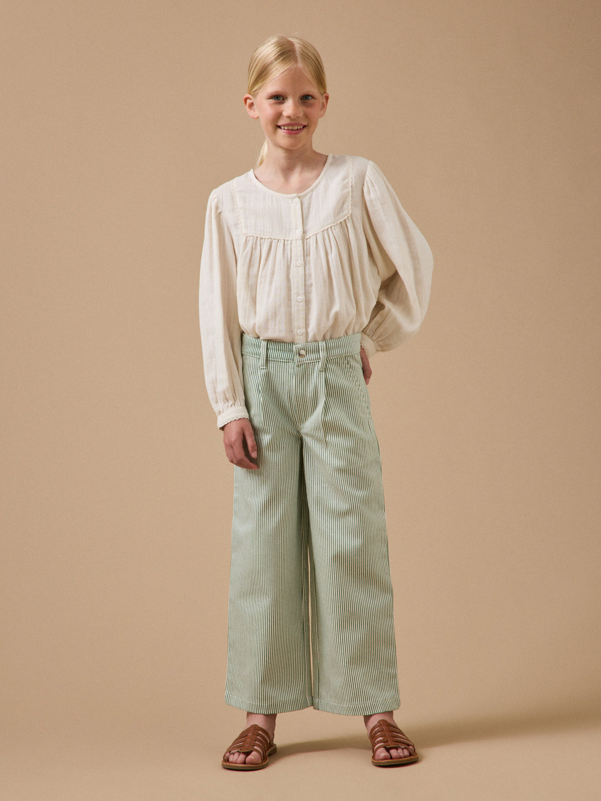 Girl's striped wide-leg trousers