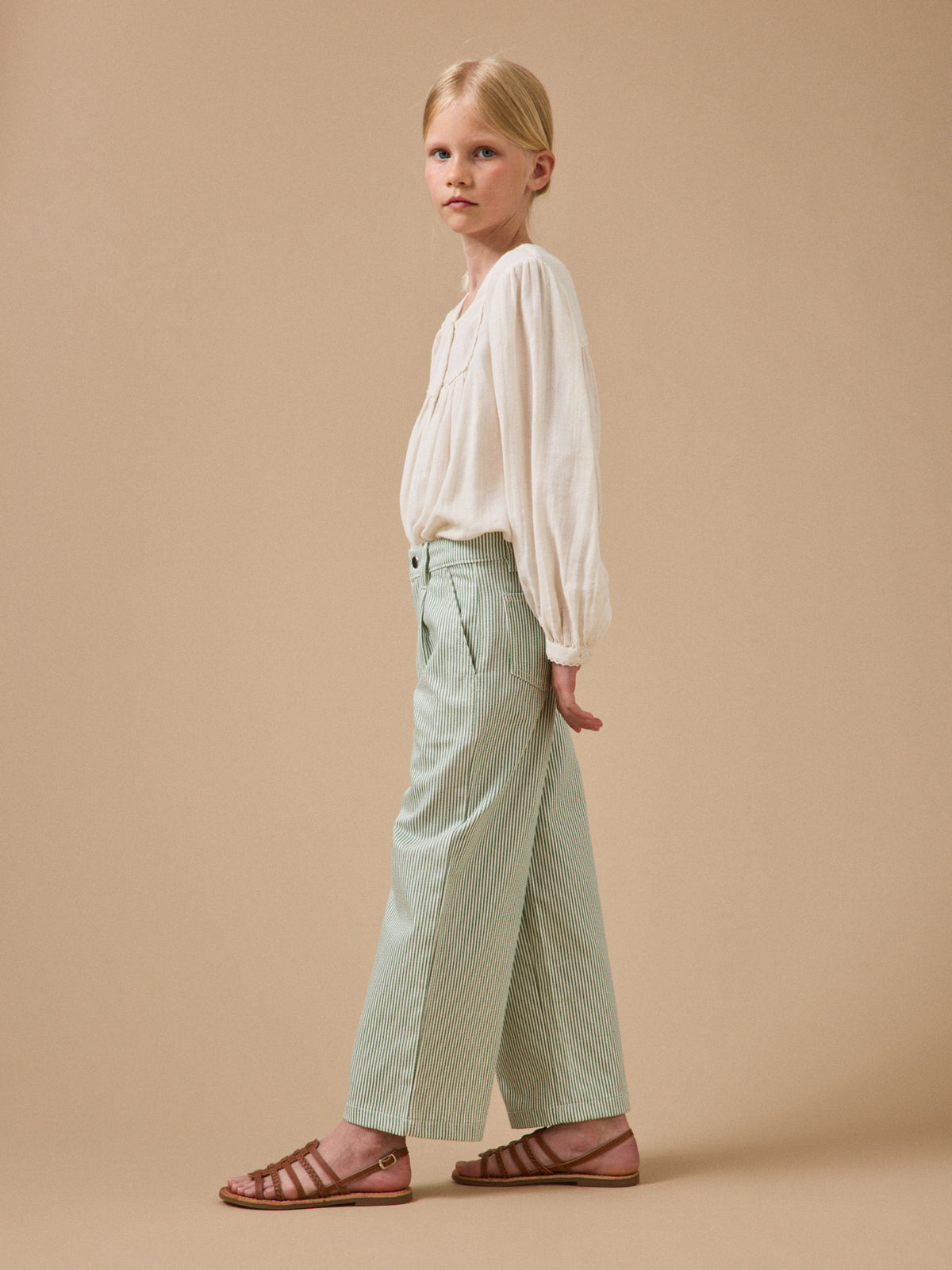 Girl's striped wide-leg trousers
