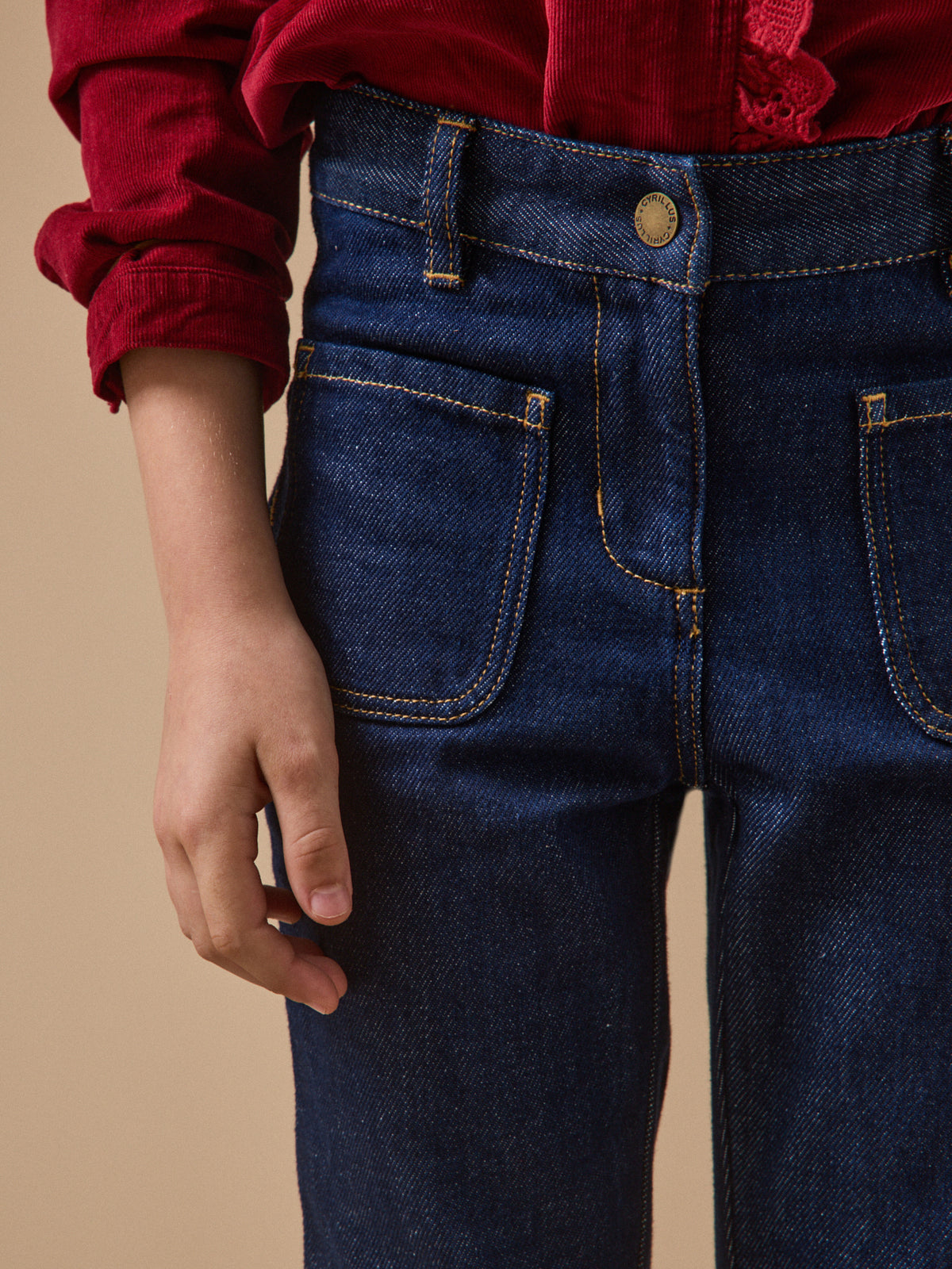 Girl's wide-leg denim trousers
