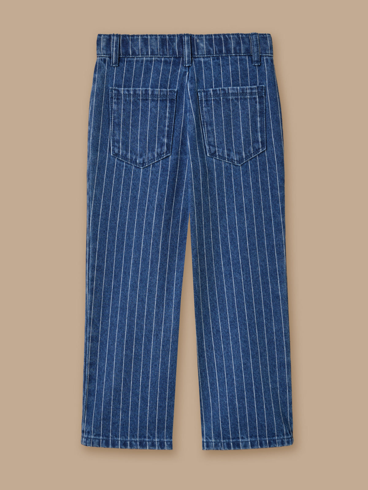 Girl's scalloped striped straight-leg trousers