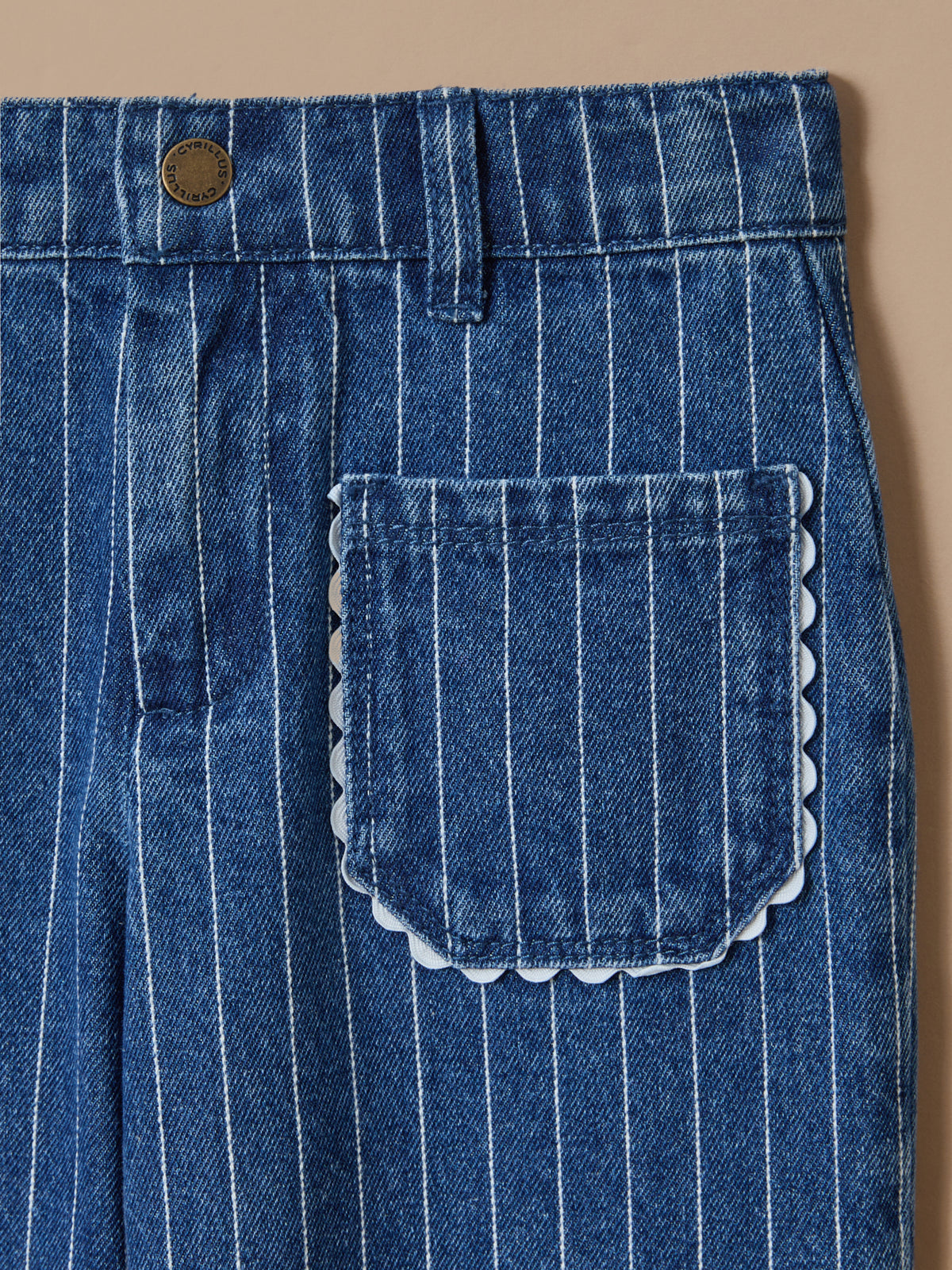 Girl's scalloped striped straight-leg trousers