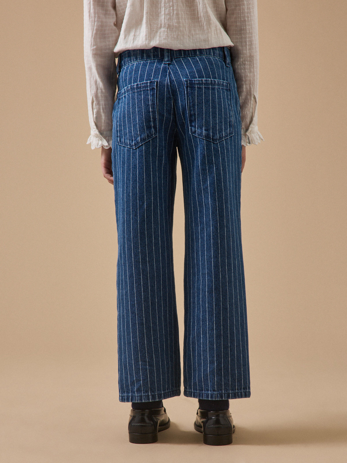 Girl's scalloped striped straight-leg trousers