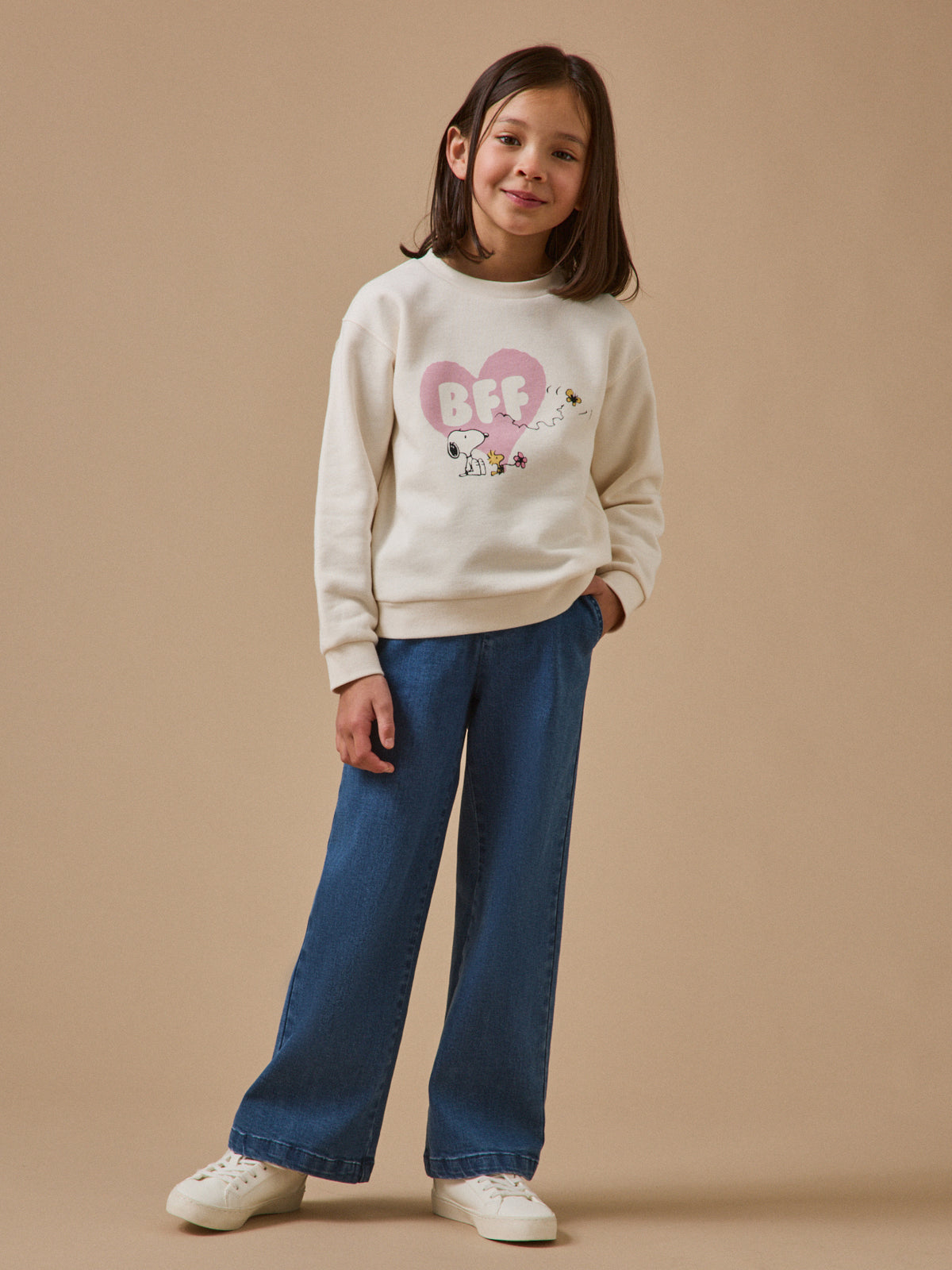 Pantalon large en denim Fille