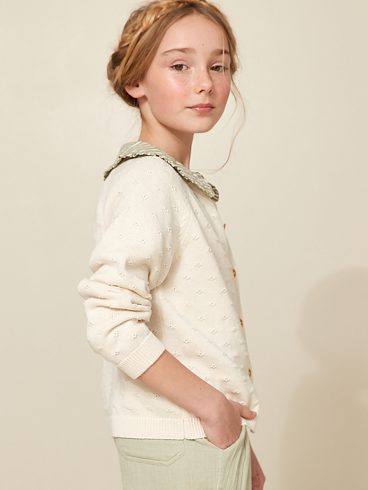 Girl's patterned knit cardigan