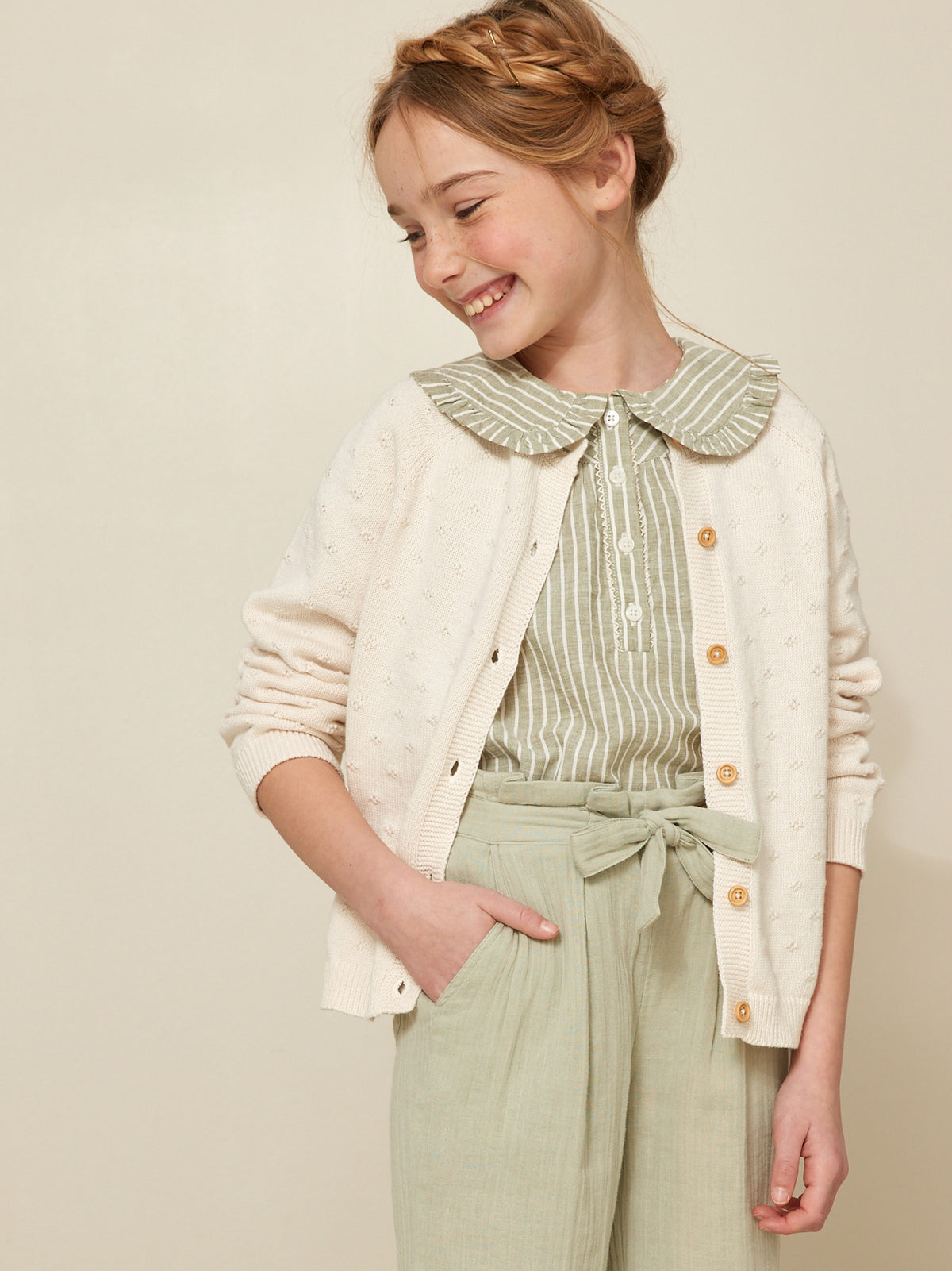Girl's patterned knit cardigan