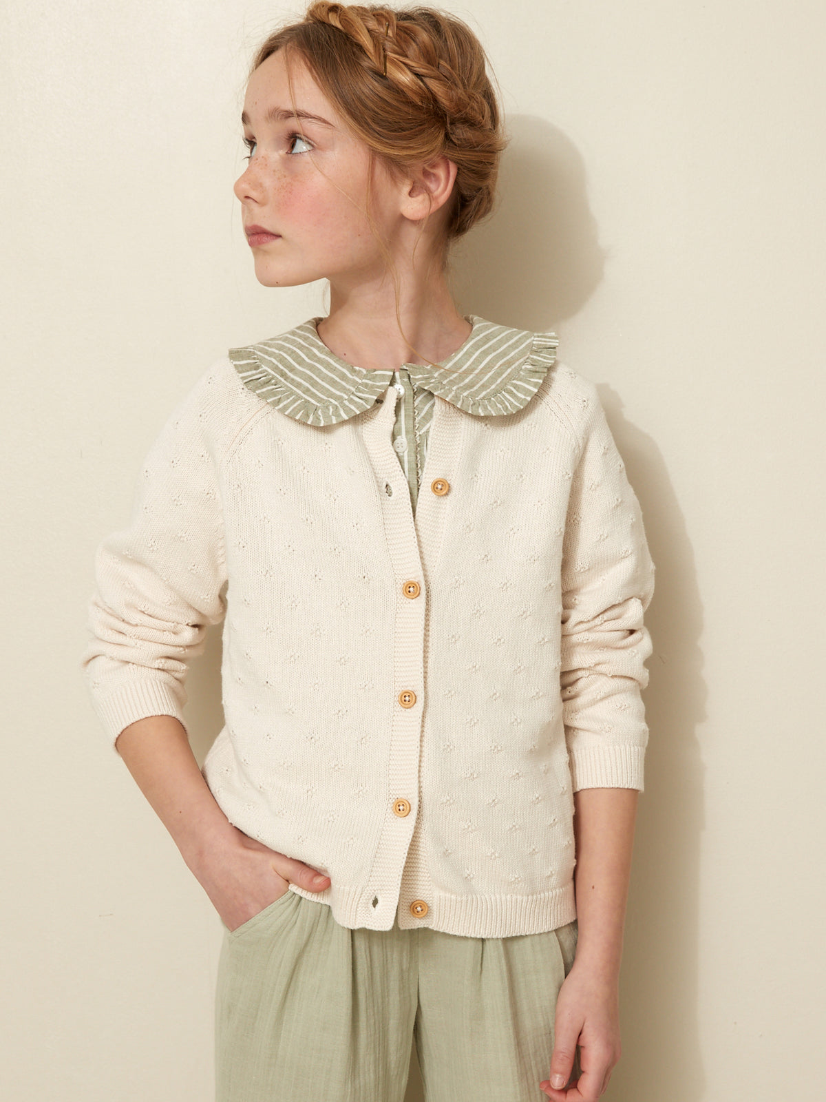 Girl's patterned knit cardigan