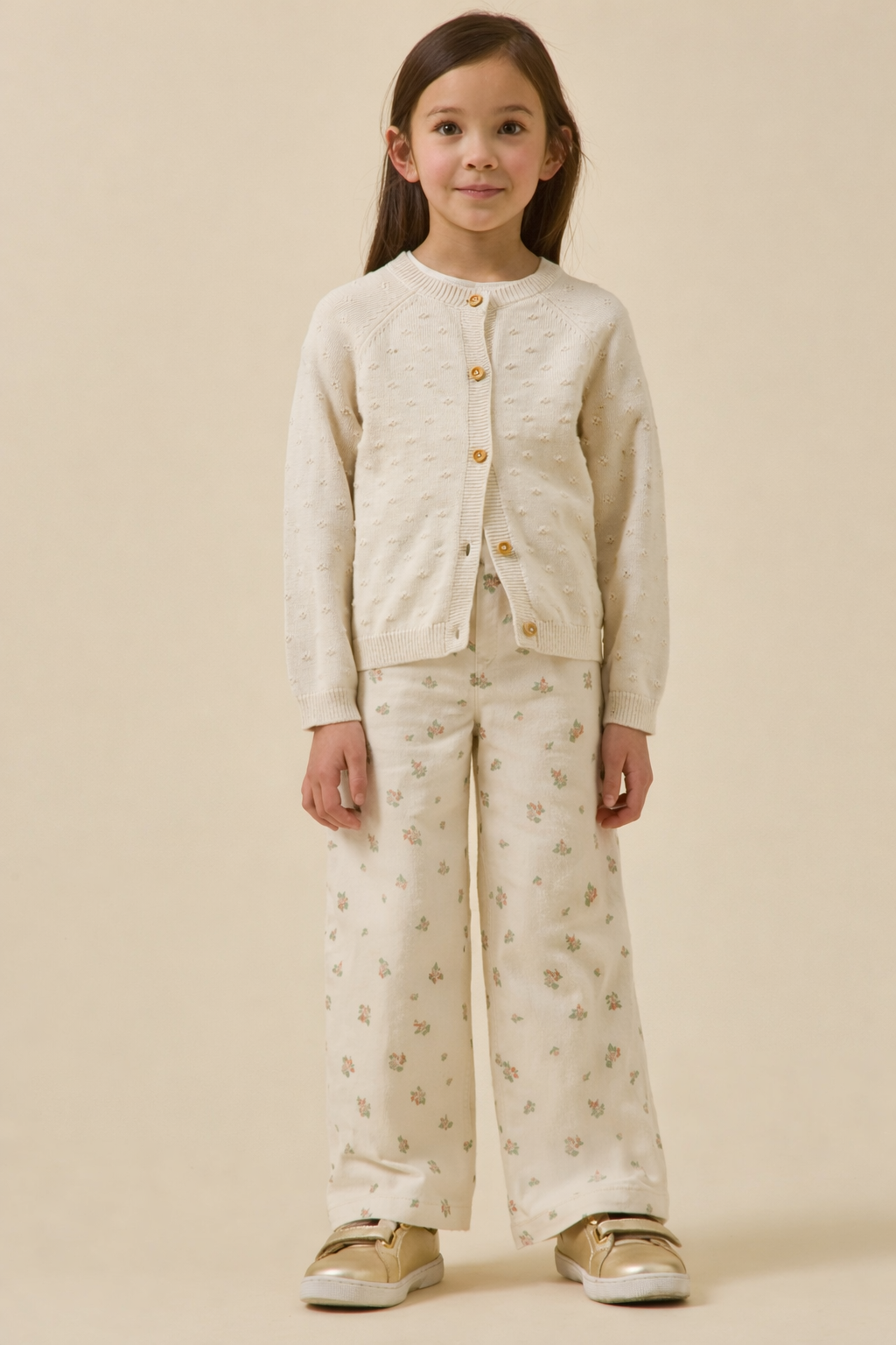 Girl's patterned knit cardigan