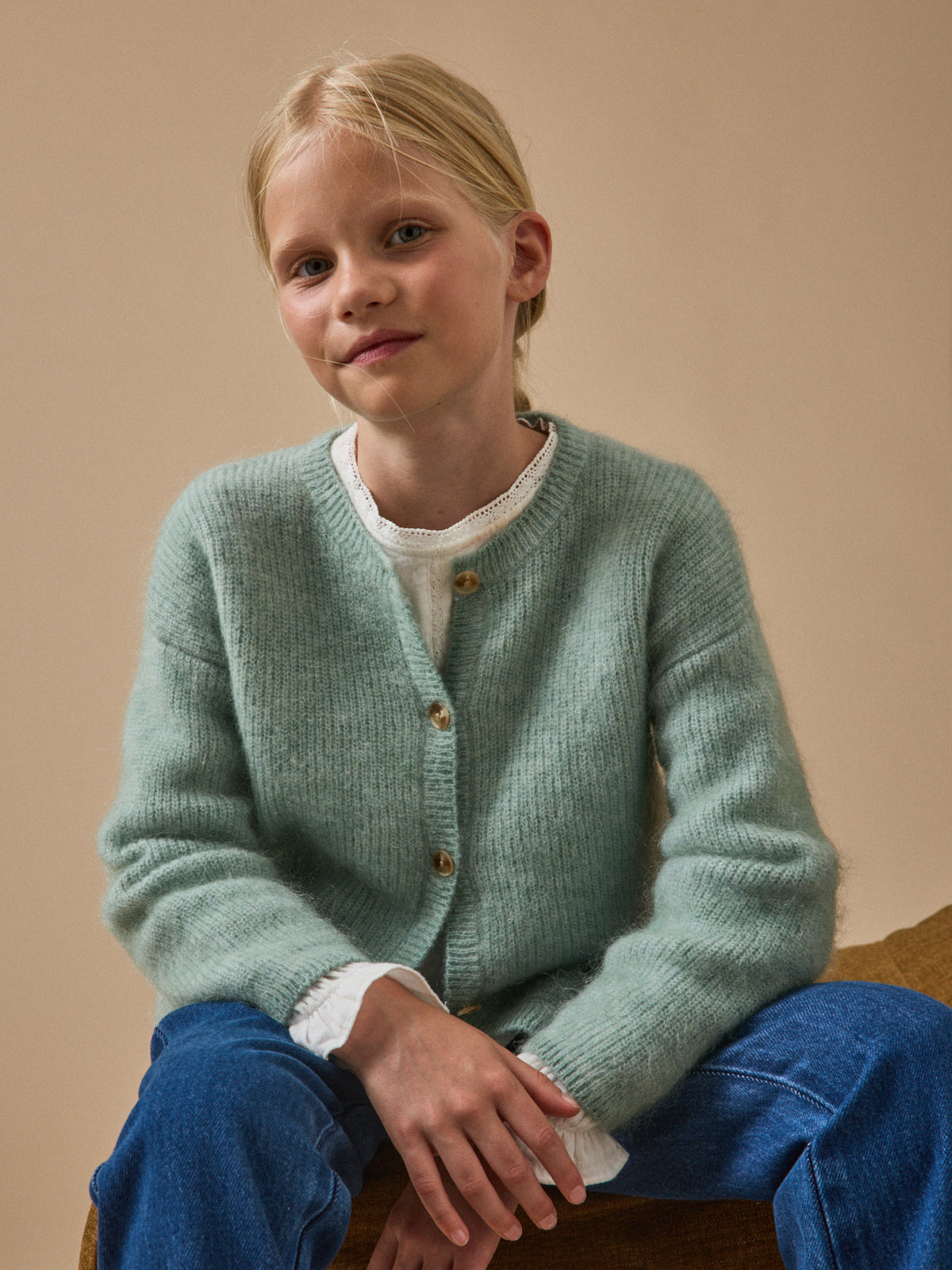Girl's cardigan with mohair and  - The Junior Collection