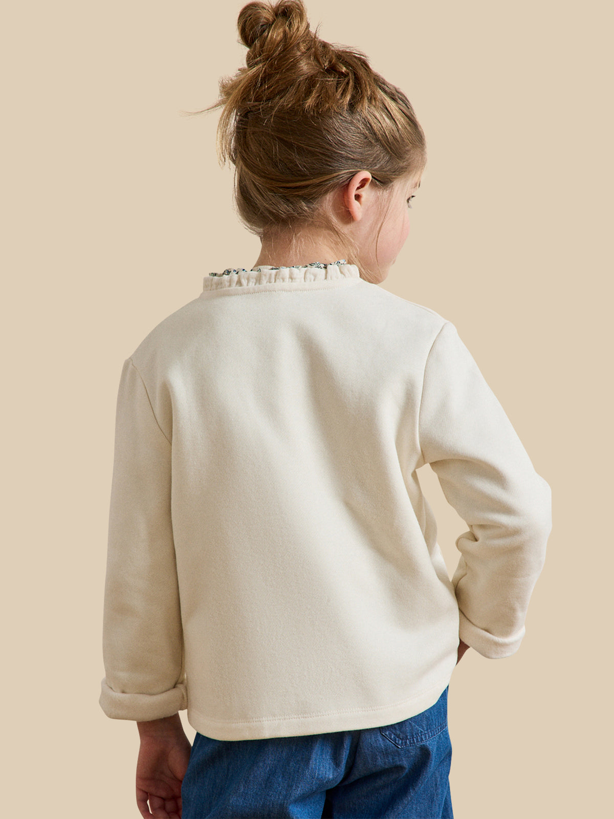 Girl's organic cotton fleece cardigan