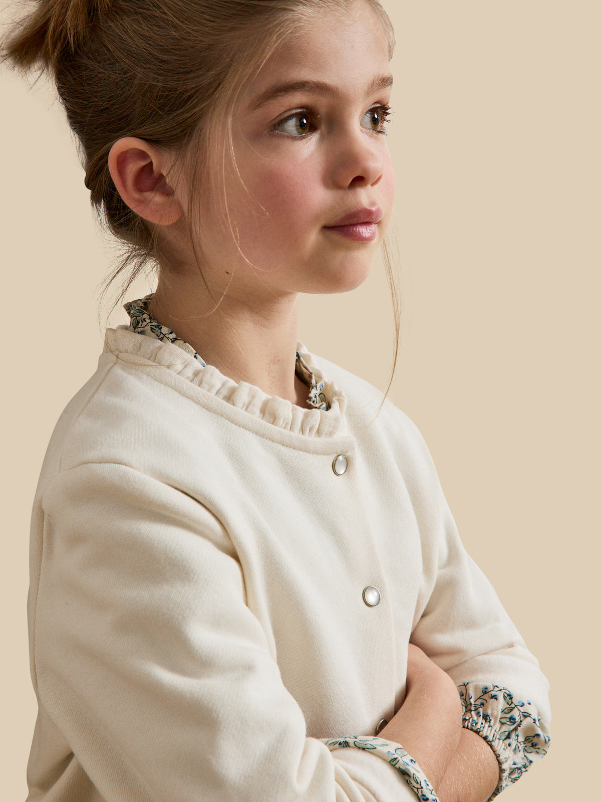 Girl's organic cotton fleece cardigan