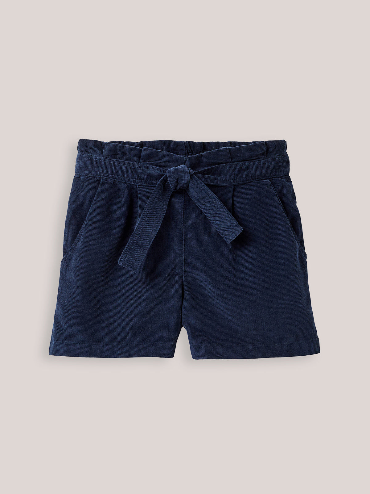 Girl's corduroy shorts with paper-bag waist