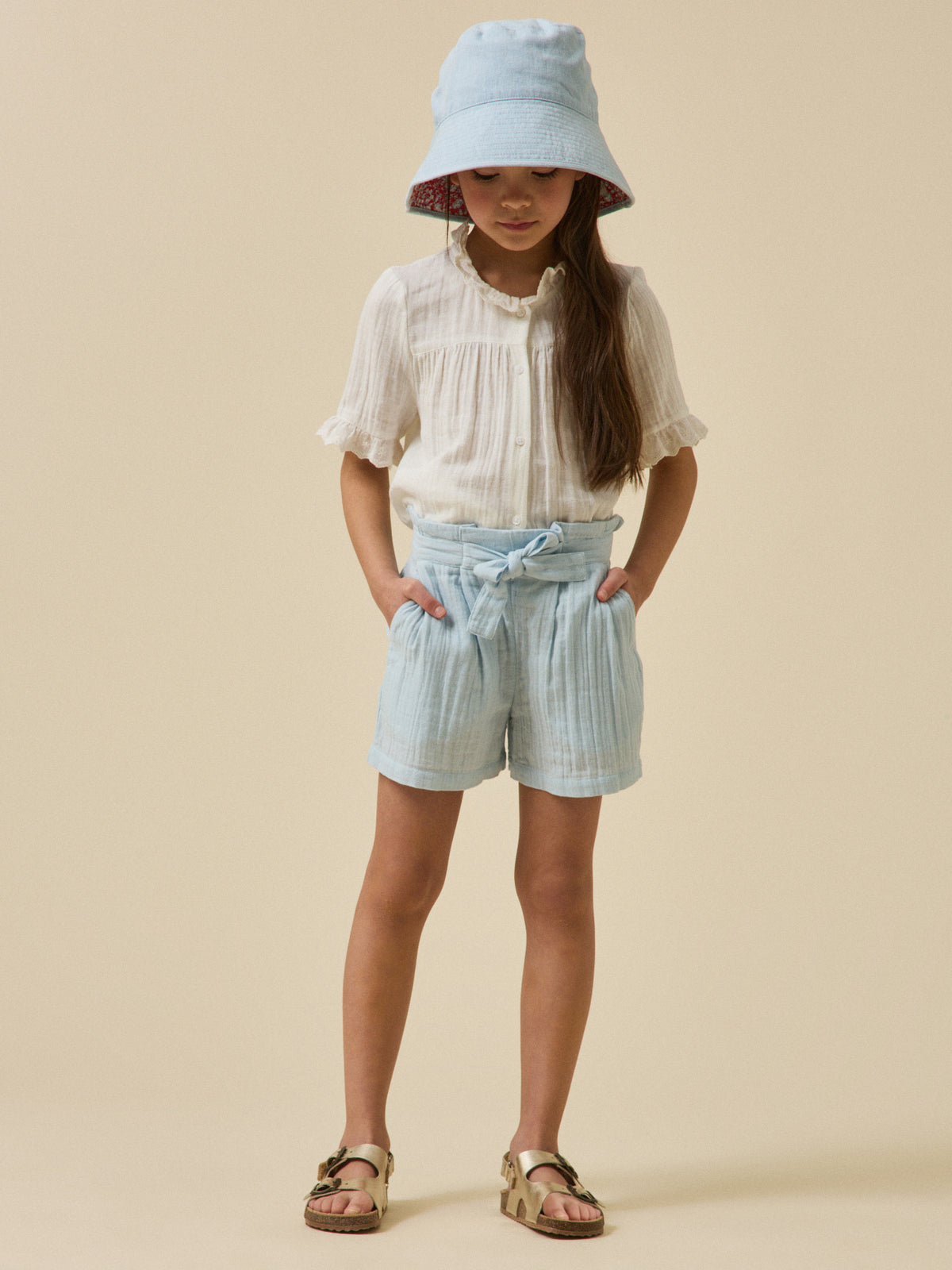 Girl's cotton gauze shorts - The Junior Collection