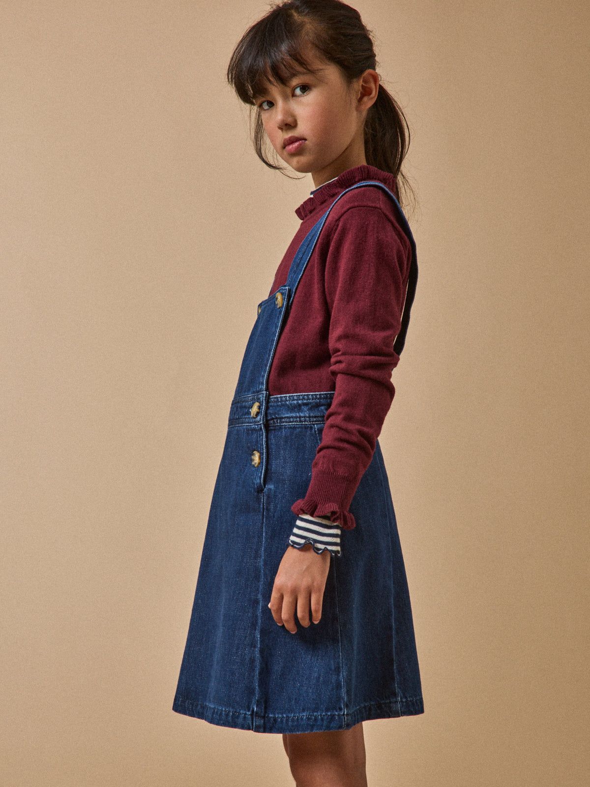 Girl's denim apron dress