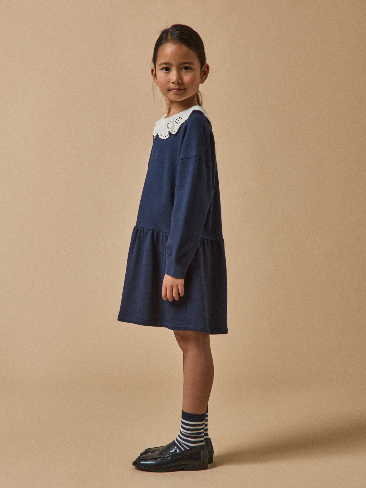 Robe grand col brodé - Coton biologique