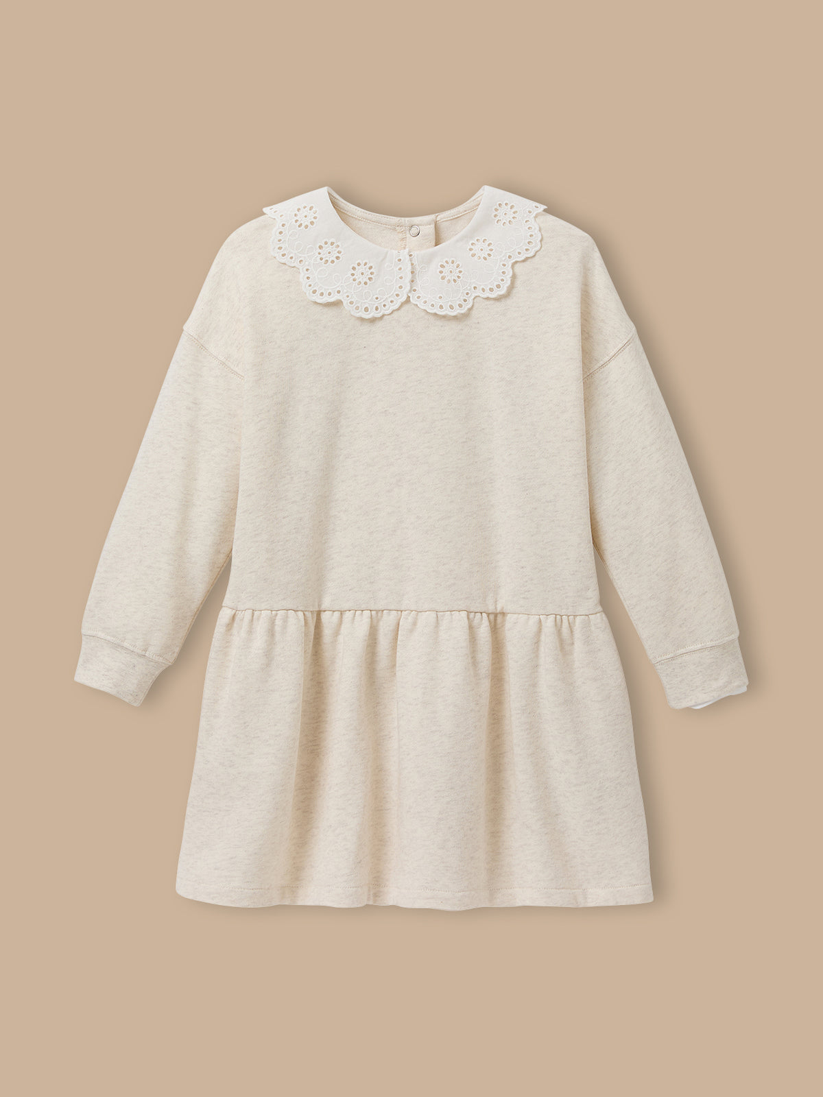 Organic cotton dress with large embroidered collar
