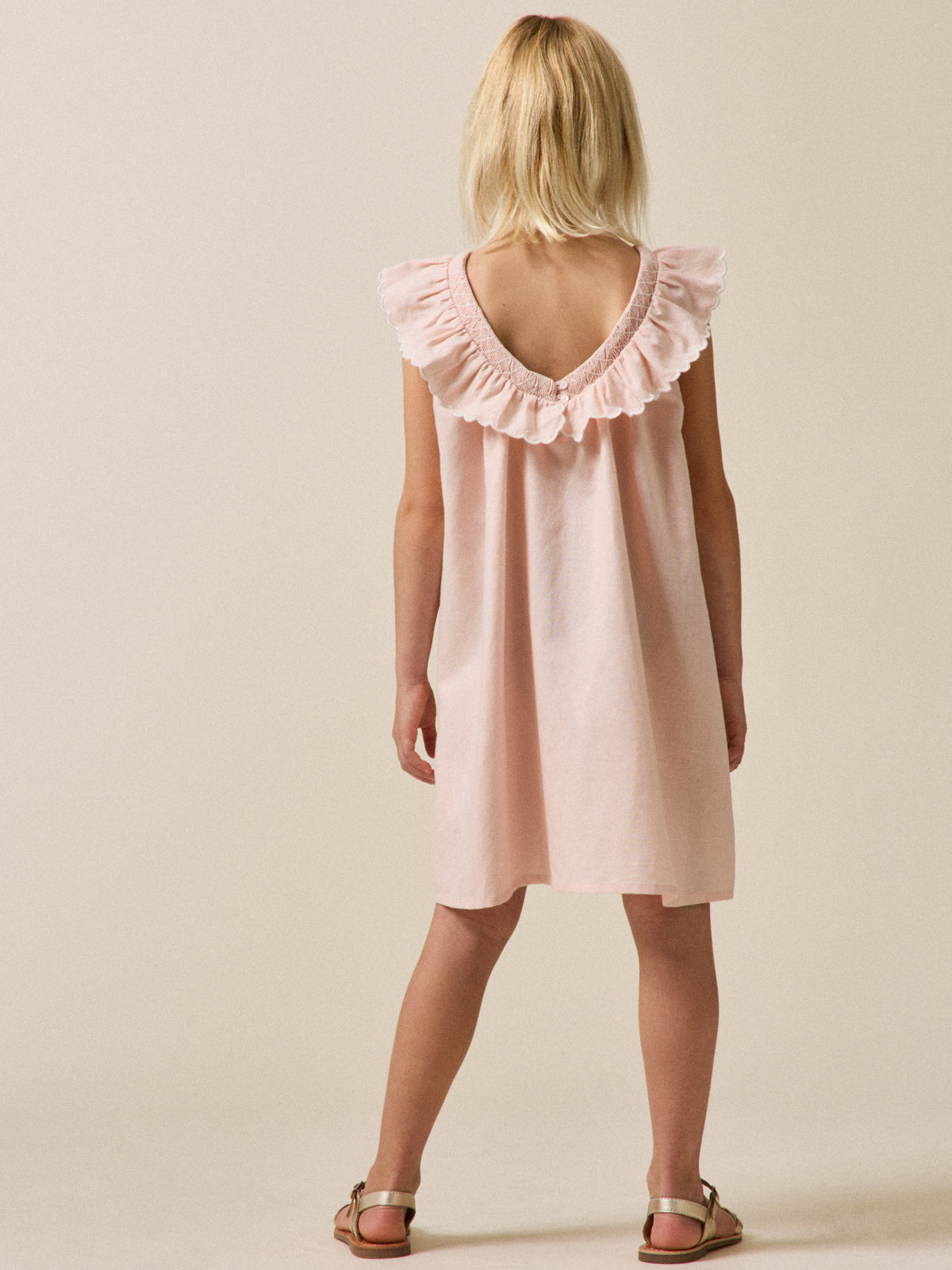 Girl's linen and cotton Clotilde dress - Partywear and Bridal Collection