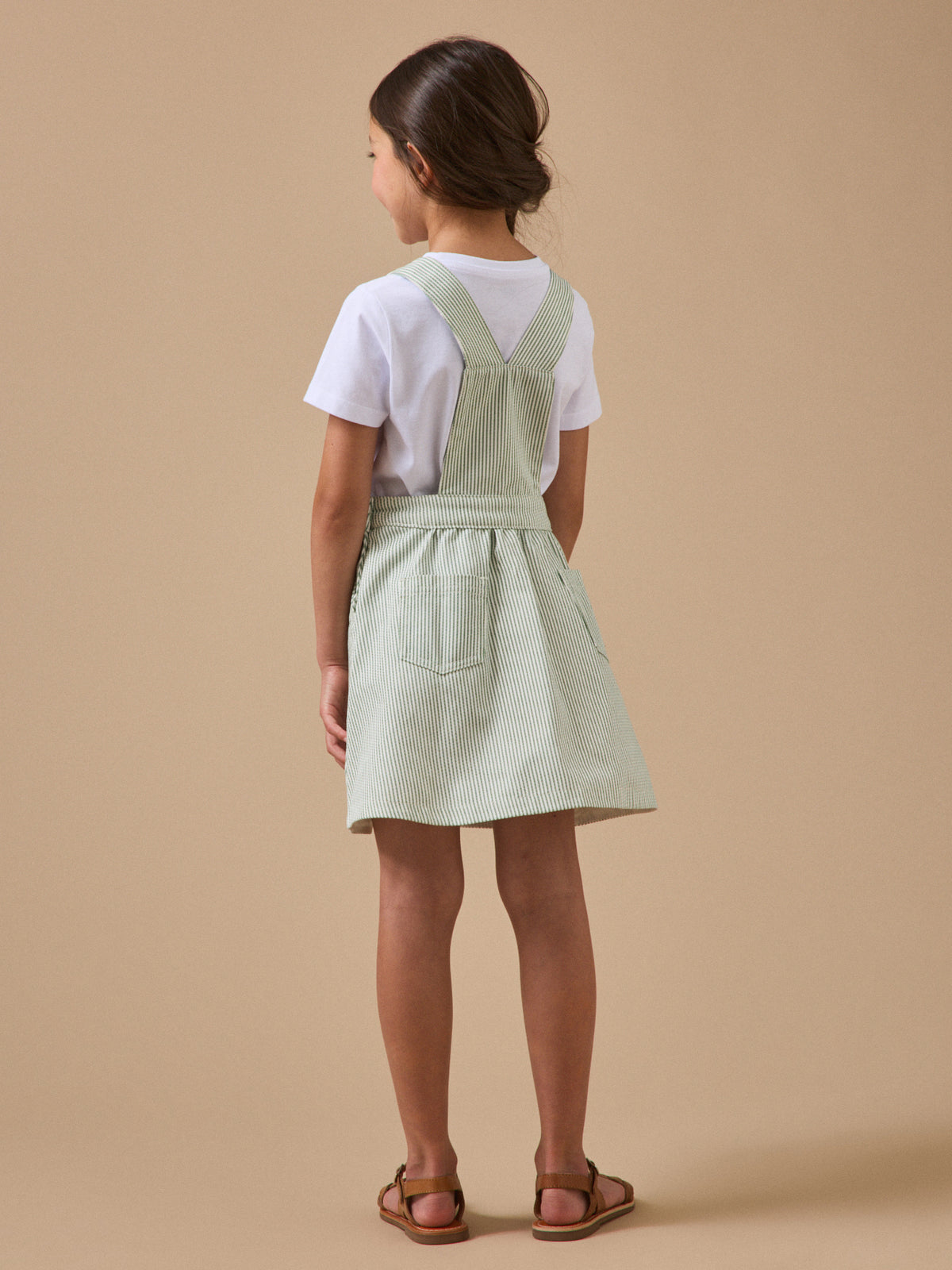 Robe salopette denim rayée Fille