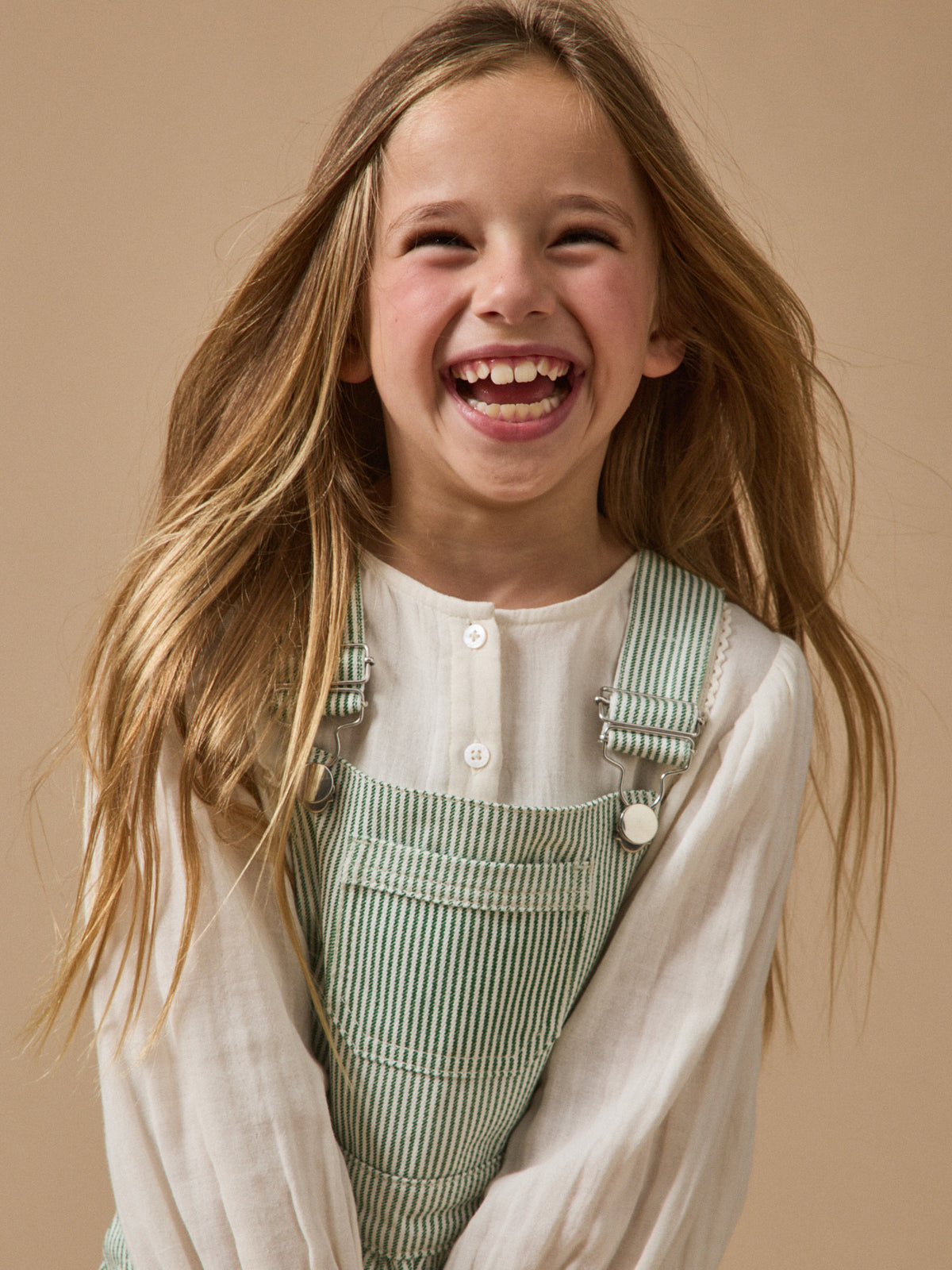 Robe salopette denim rayée Fille