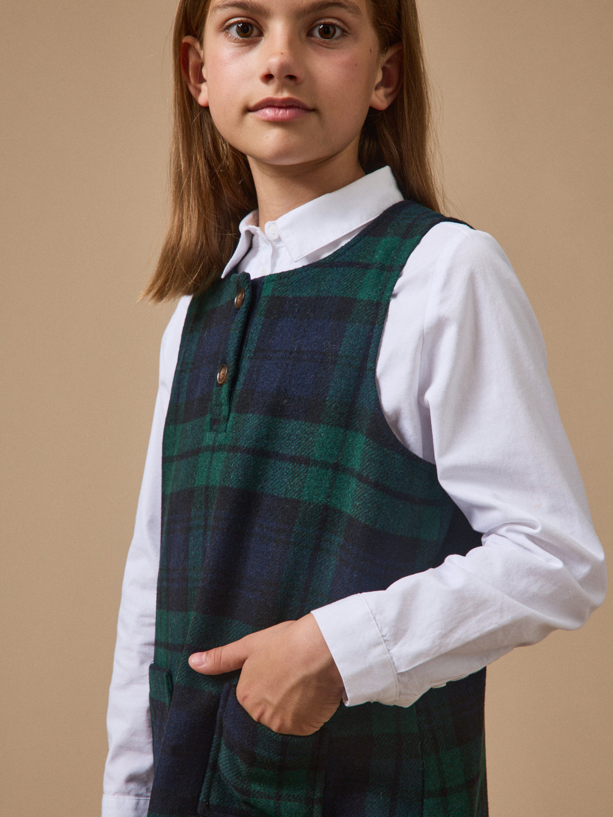 Robe chasuble imprimée tartan Fille