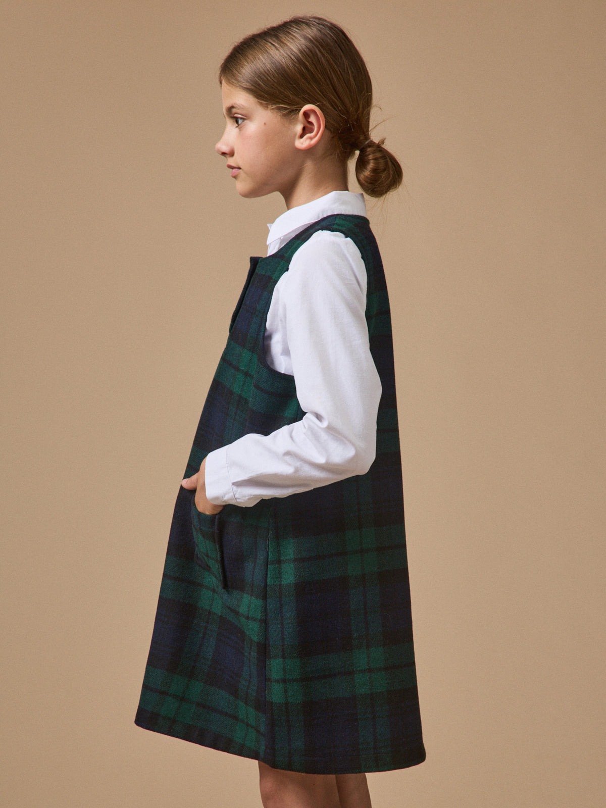 Robe chasuble imprimée tartan Fille