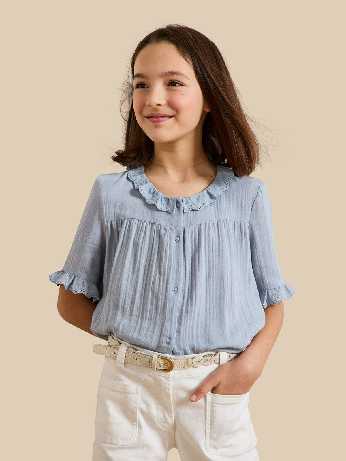 Girl's organic cotton cheesecloth shirt