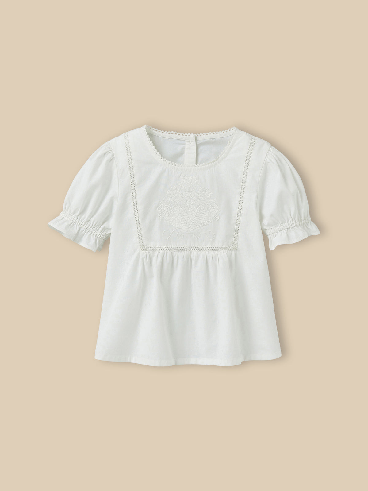 Blouse fille plastron brodée