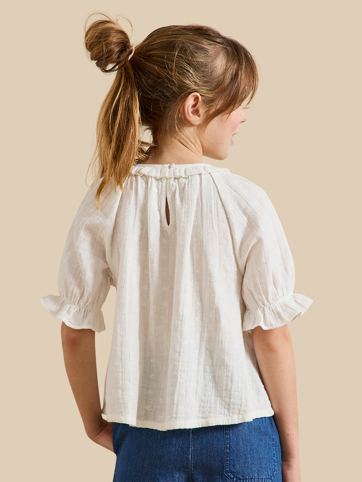 Girl's broderie anglaise cheesecloth blouse