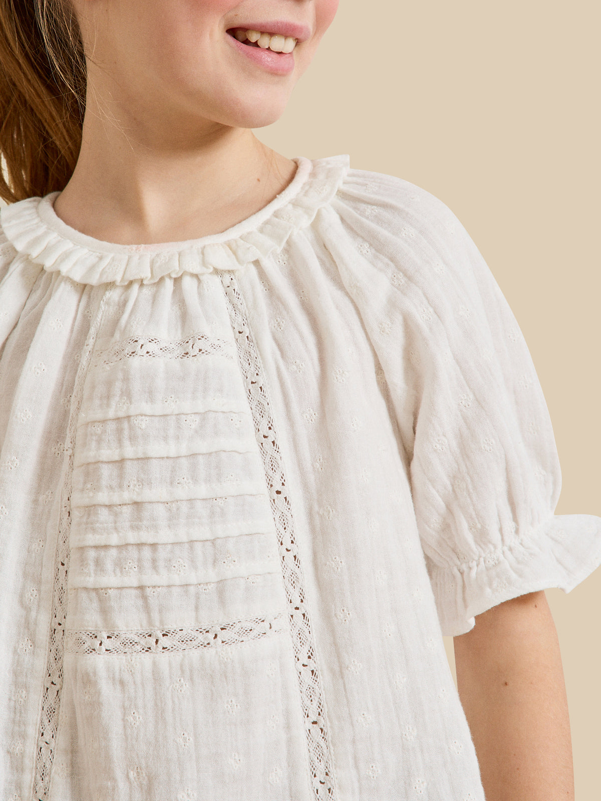 Girl's broderie anglaise cheesecloth blouse